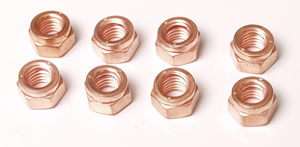 Copper Exhaust Nuts m8 12mm across flats, kit of 8