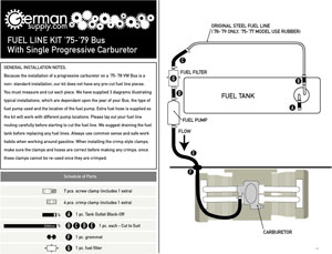 Fuel Hose Kit Bus '75-'79 w/ Single Progressive Carburetor