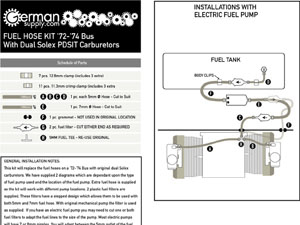 Fuel Hose Kit Bus '72-'74 w/ Stock Dual Solex Carbs