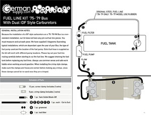 Fuel Hose Kit Bus '75-'79 w/ Dual IDF Style Carburetors